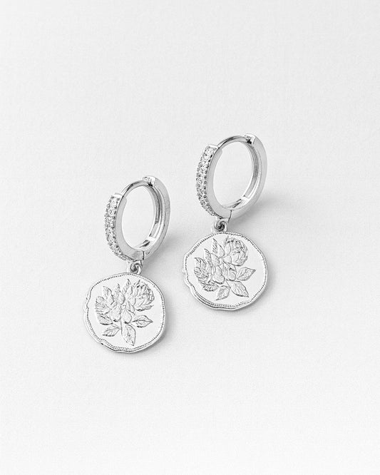 Brinco Argolinha Rosas Prata