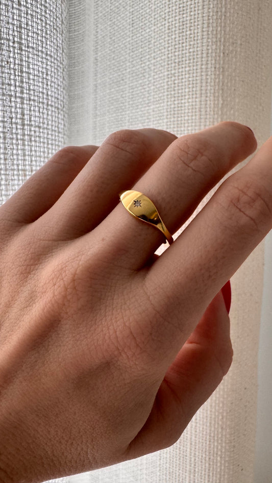 Anel Ajustável Abaulado Estrela Dourado