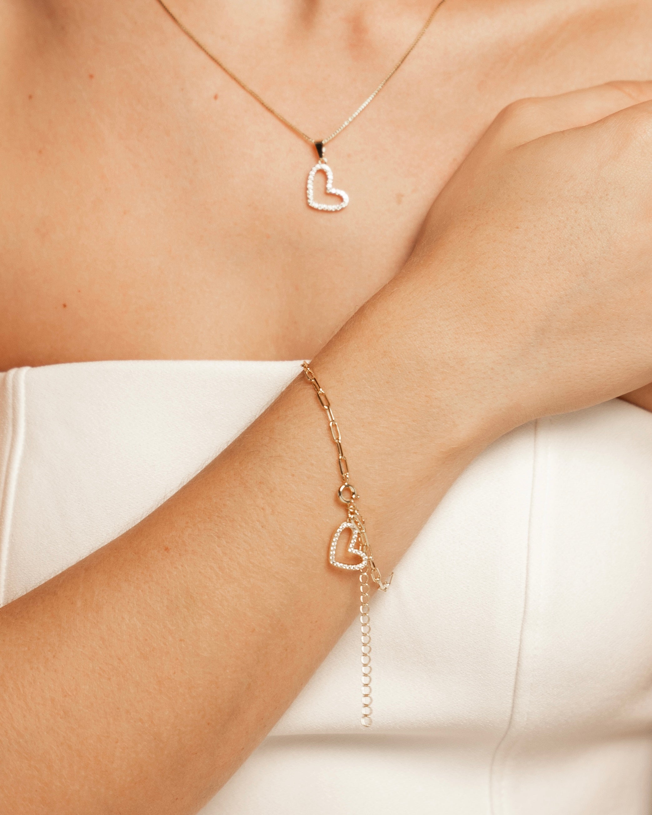 Pulseira Elos Heart Cravejado Dourada