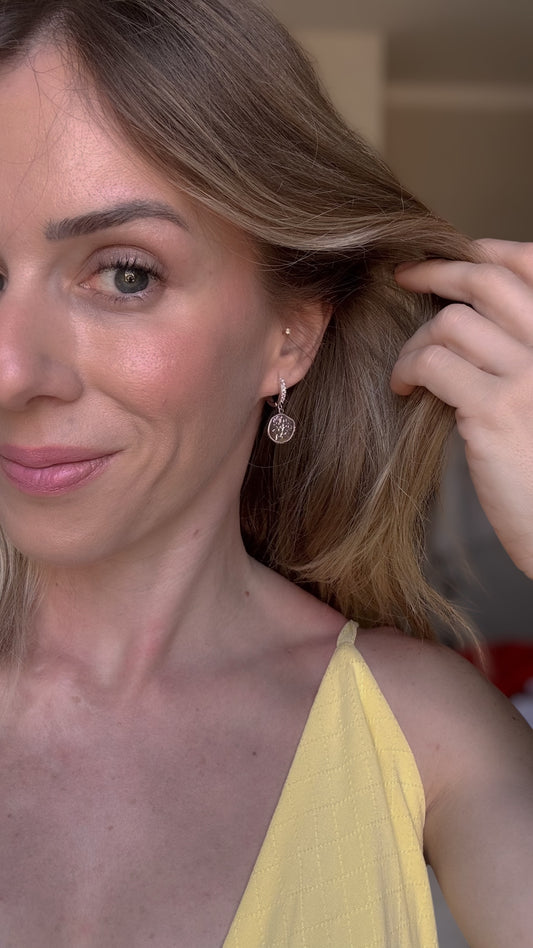 Brinco Argolinha Rosas Prata