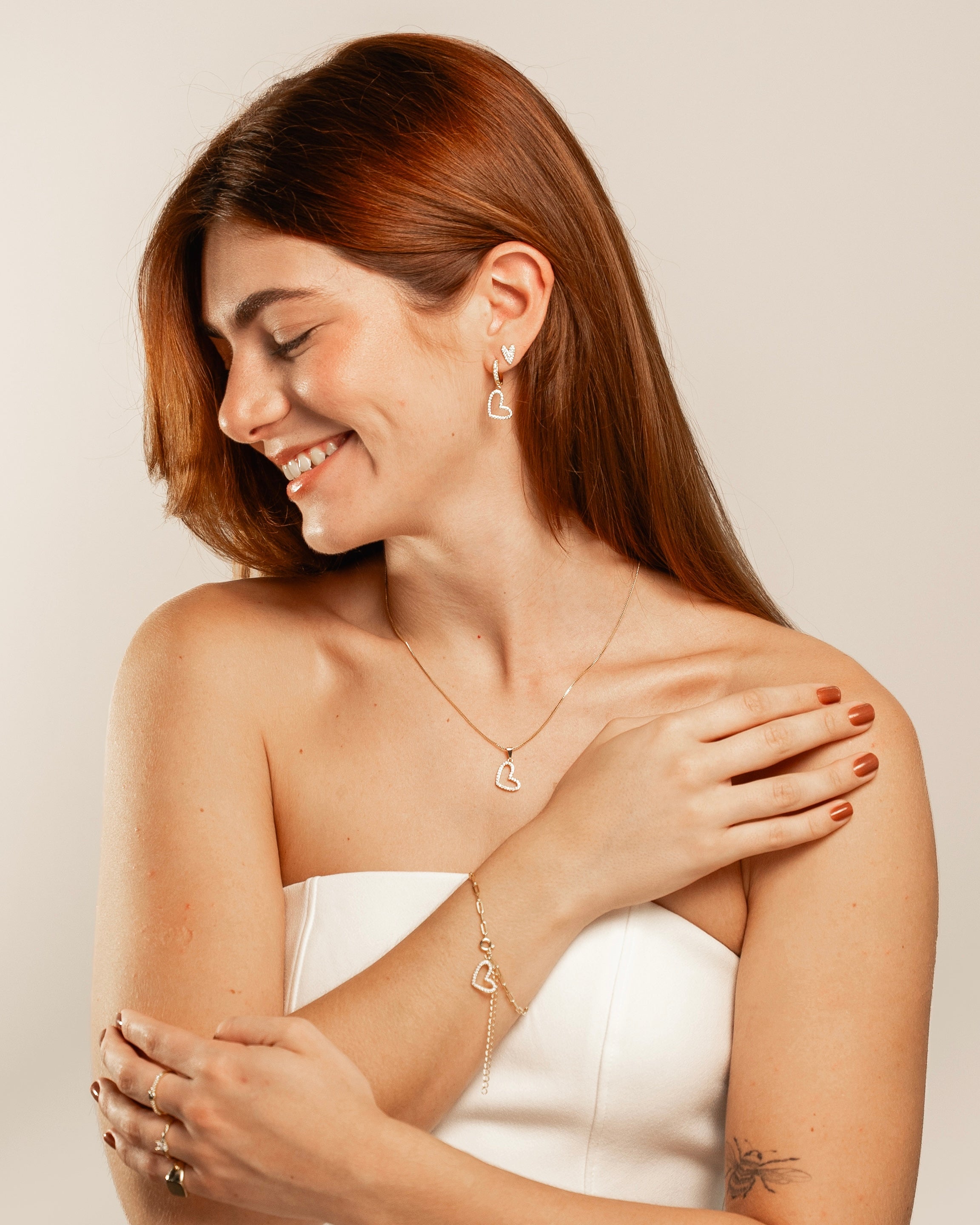 Pulseira Elos Heart Cravejado Dourada