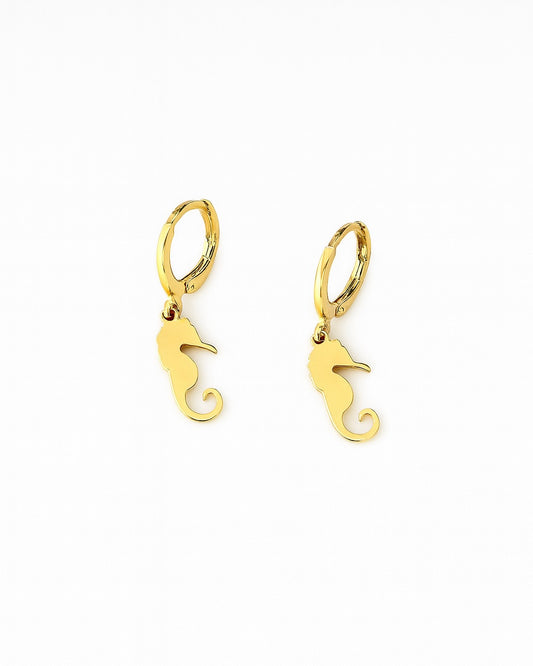 Brinco Argolinha Cavalo Marinho Dourado