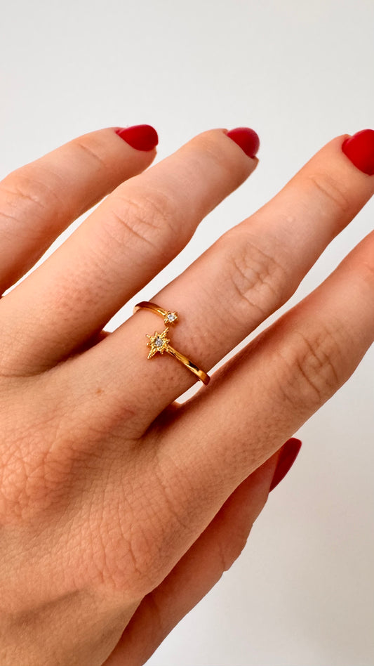 Anel Ajustável Estrela Dourado
