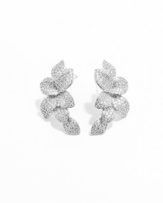 Brinco Flora Cravejado Prata
