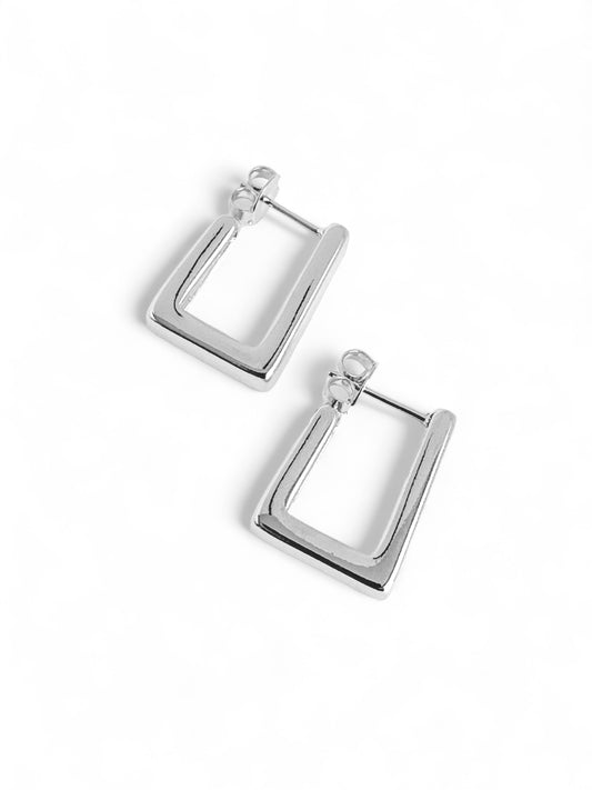 Brinco Argola Retangular Prata