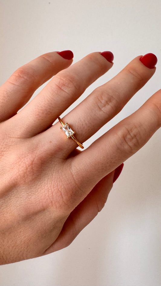 Anel Ajustável Baguete Dourado