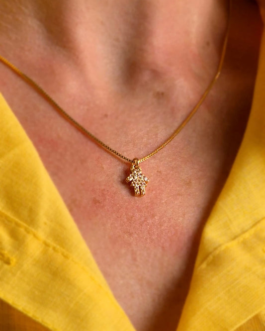 Colar Bambina Cravejado Dourado