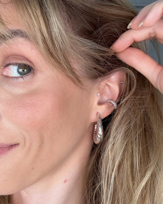 Brinco Argola Croissant Prata