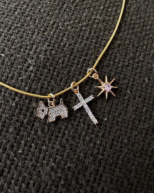 Charm Estrela Rosa Dourado