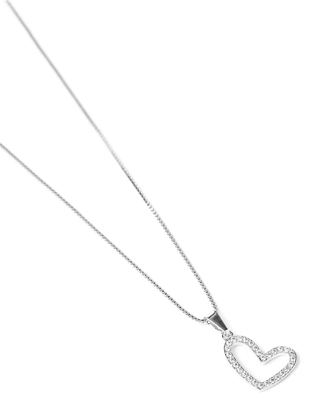 Colar Heart Cravejado Prata