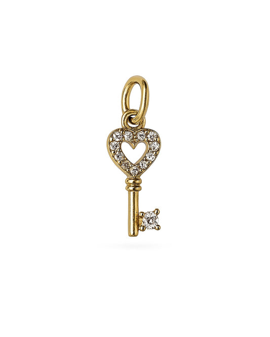 Charm Chave Coração Dourado