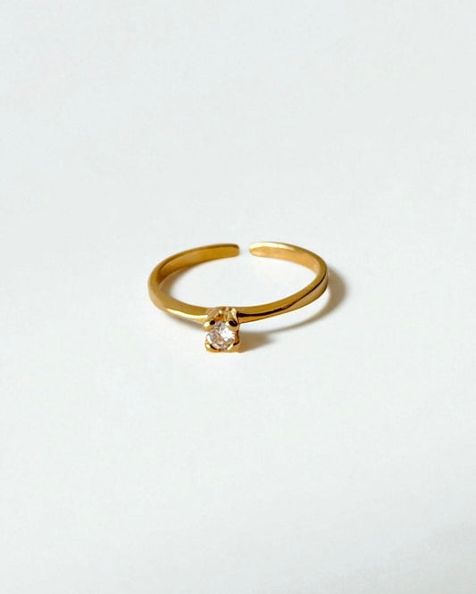 Anel Ajustável Solitário Dourado