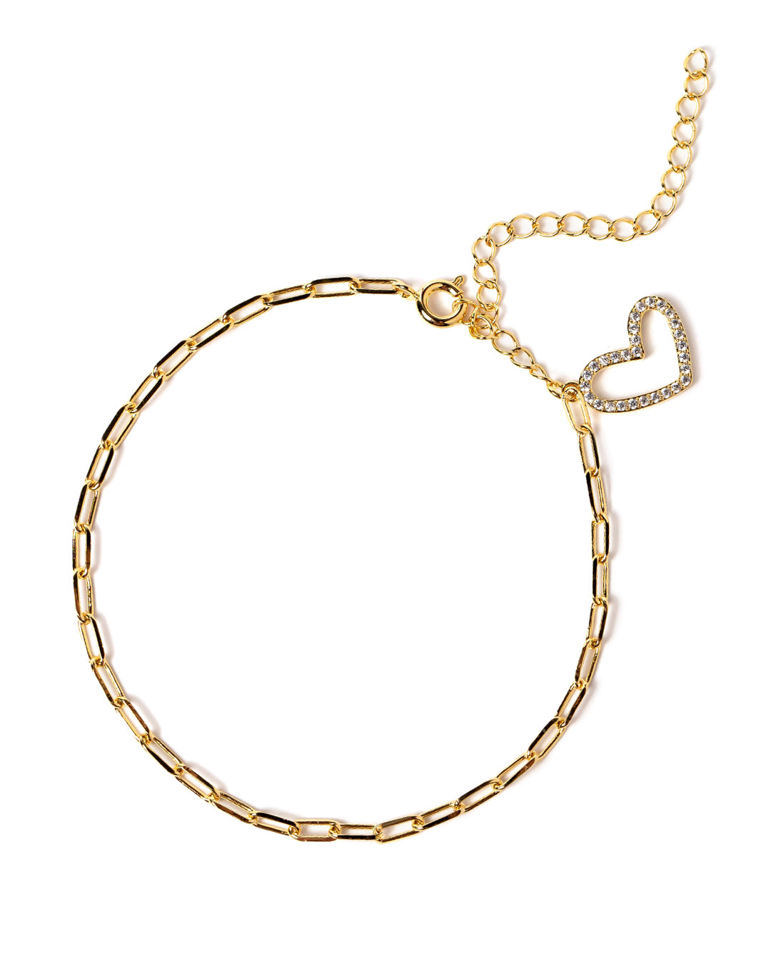 Pulseira Elos Heart Cravejado Dourada