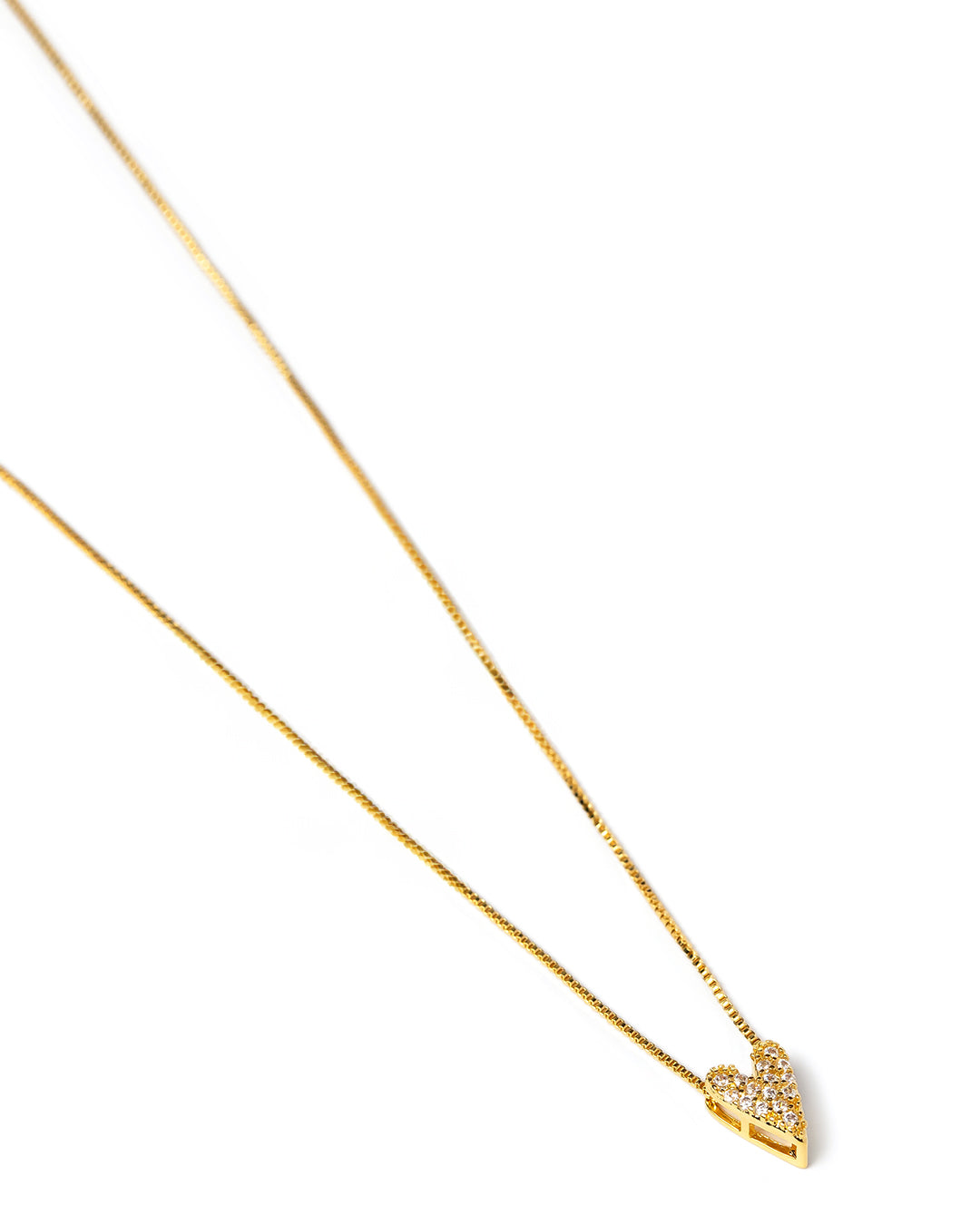 Colar Little Heart Cravejado Dourado